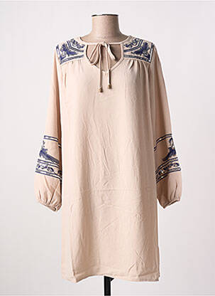 Robe courte coupe fluide manches longues beige MEISÏE femme