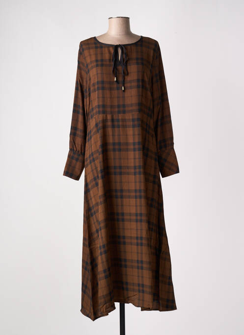 Robe longue imprimé fantaisie manches longues marron SKATÏE femme