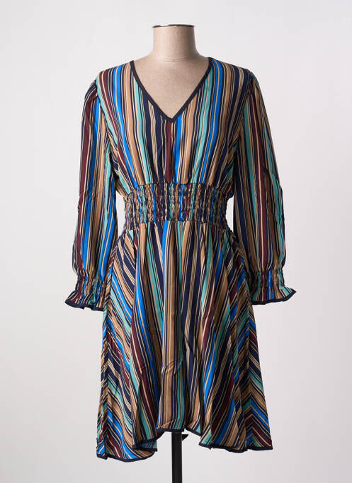 Robe mi-longue manches longues manches longues bleu MEISÏE femme