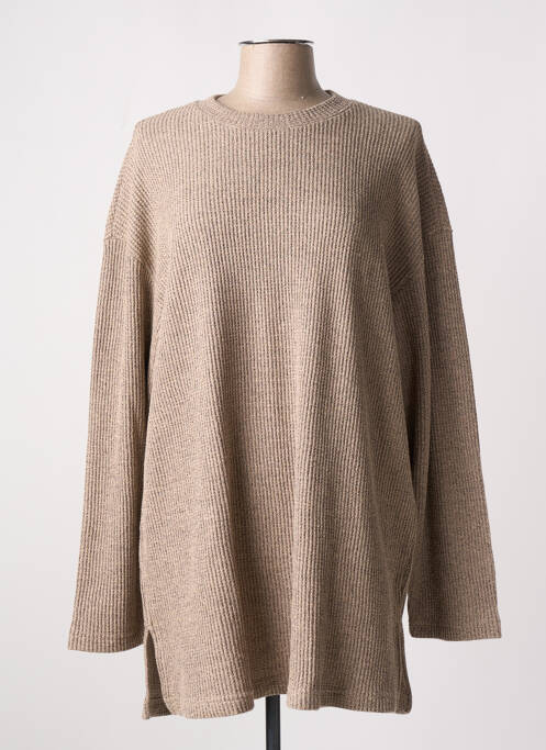Pull tissage chiné manches longues marron DEFACTO femme
