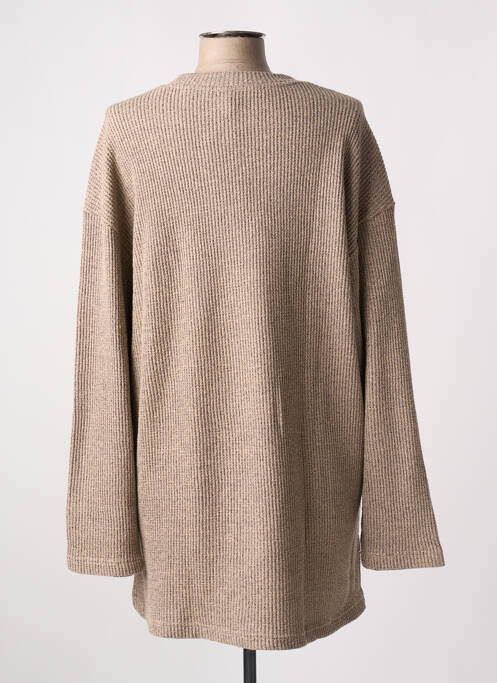 Pull tissage chiné manches longues marron DEFACTO femme