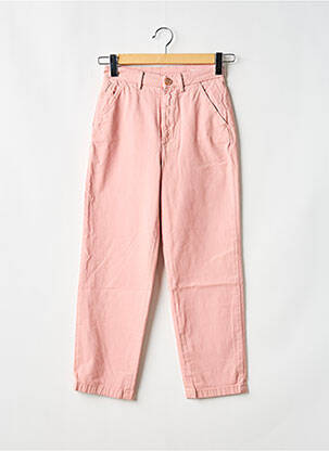 Pantalon chino tissage popeline taille haute rose REIKO femme