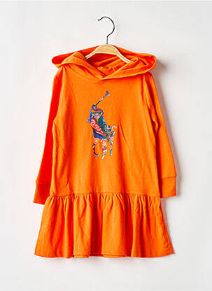 Robe mi-longue manches longues orange RALPH LAUREN fille