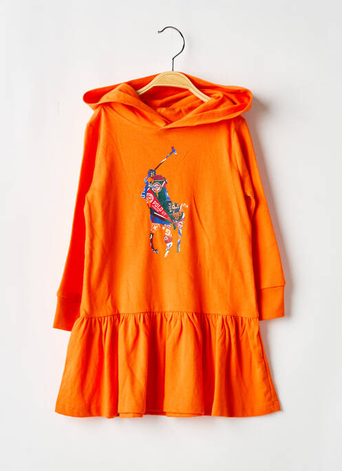 Robe mi-longue orange RALPH LAUREN pour fille