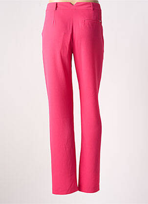 Pantalon droit tissage crêpe taille normale rose IKKS femme