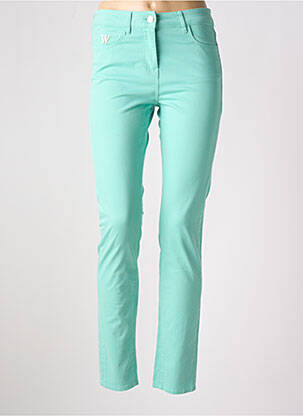 Pantalon slim tissage popeline taille haute vert WEILL femme