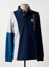 Polo imprimé rayures manches longues bleu STATE OF ART homme
