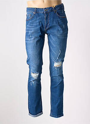 Jeans coupe slim effet usé délavé taille normale bleu DEFACTO homme