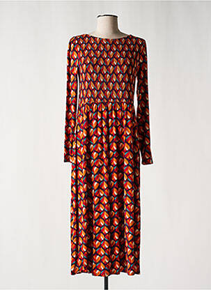 Robe longue manches longues manches longues orange SURKANA femme