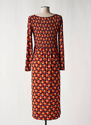 Robe longue manches longues manches longues orange SURKANA femme