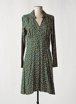 Robe mi-longue imprimé fantaisie manches longues vert PRINCESSE NOMADE femme