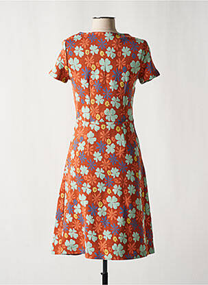 Robe mi-longue imprimé fleurs manches courtes orange WHO'S THAT GIRL femme