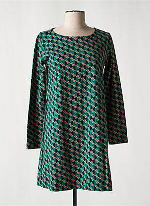 Robe mi-longue manches 3/4 manches 3/4 vert PRINCESSE NOMADE femme
