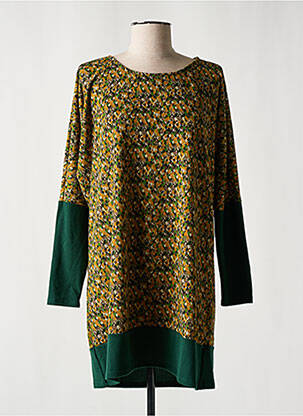 Robe pull stretch manches longues vert LINGAM femme