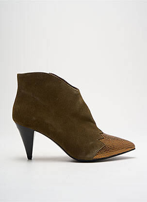 Bottines/boots tissage satiné talon de 4 à 6cm vert BY K... femme