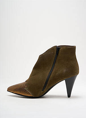 Bottines/boots tissage satiné talon de 4 à 6cm vert BY K... femme