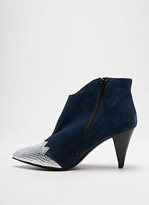Bottines/boots tissage satiné talon de 4 à 6cm bleu BY K... femme