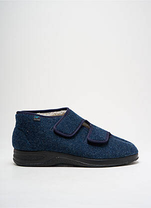 Chaussons/pantoufles fermeture scratch bout rond bleu FLY FLOT homme
