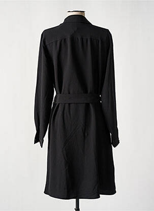 Robe mi-longue tissage crêpe manches longues noir 45 femme