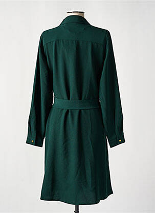 Robe mi-longue tissage crêpe manches longues vert 45 femme