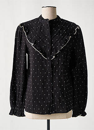 Chemisier coupe cintrée manches longues noir ICHI femme
