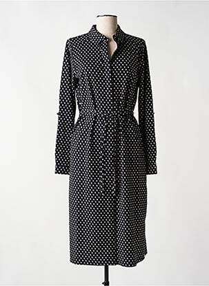 Robe mi-longue imprimé fantaisie manches longues noir YEST femme