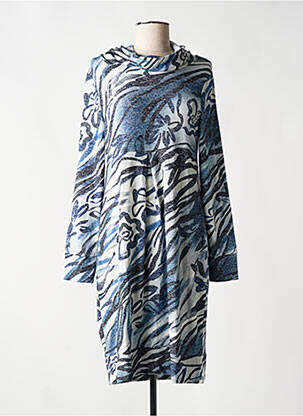 Robe mi-longue manches longues manches longues bleu DOLCEZZA femme