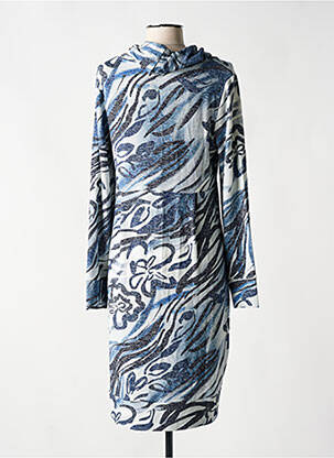 Robe mi-longue manches longues manches longues bleu DOLCEZZA femme