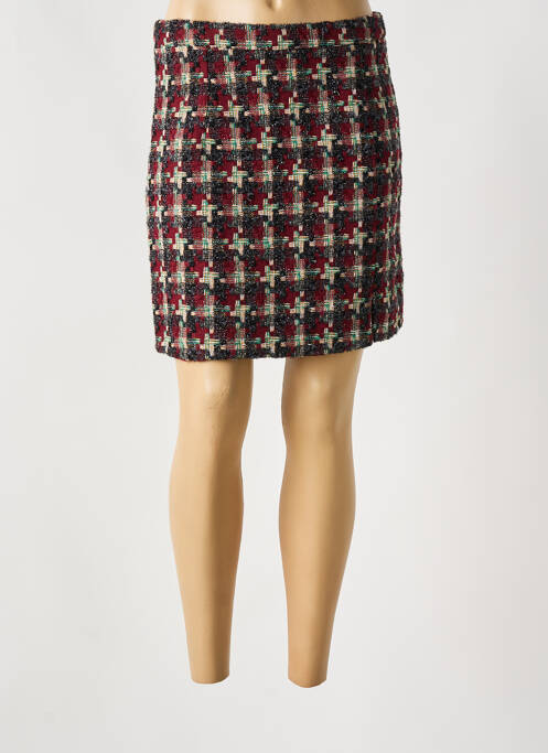 Jupe courte tissage tweed rouge YEST femme