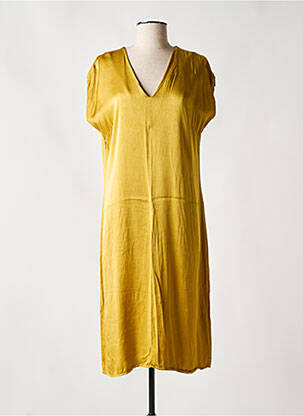 Robe mi-longue manches courtes manches courtes jaune LAUREN VIDAL femme