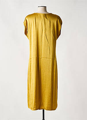 Robe mi-longue coupe fluide manches courtes jaune LAUREN VIDAL femme