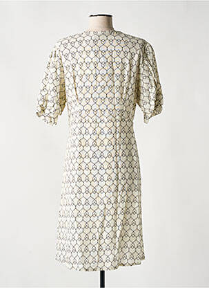 Robe mi-longue imprimé fantaisie manches courtes beige LA FÉE ATELIER BY LA FÉE MARABOUTÉE femme