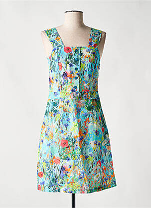 Robe mi-longue imprimé fleurs sans manche bleu MALOKA femme