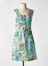 Robe mi-longue imprimé fleurs sans manche bleu MALOKA femme