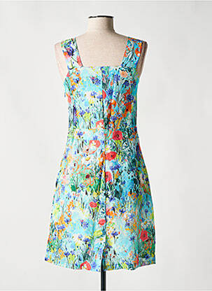 Robe mi-longue imprimé fleurs sans manche bleu MALOKA femme