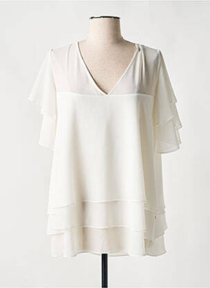 Tunique manches courtes tissage crêpe beige CRISTINA BARROS femme