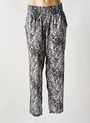 Pantalon droit tissage crêpe taille haute gris LAUREN VIDAL femme
