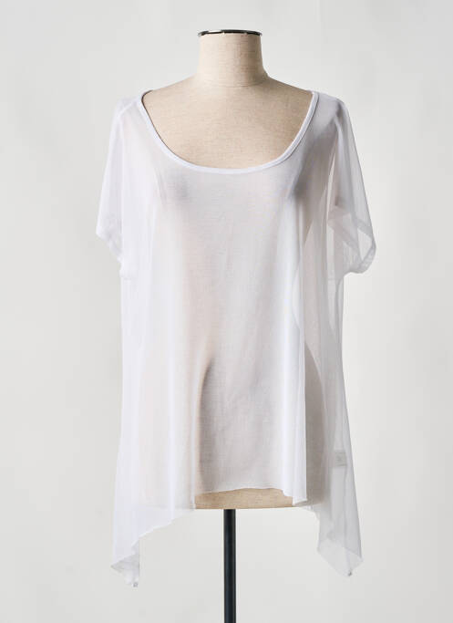 Tunique manches courtes légère et transparente blanc MALOKA femme