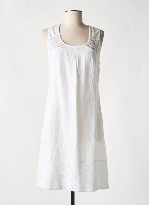 Robe mi-longue blanc MALOKA pour femme