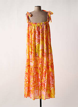 Robe longue manches bretelles ajustables fines bretelles jaune L'ATELIER D'ANNA femme
