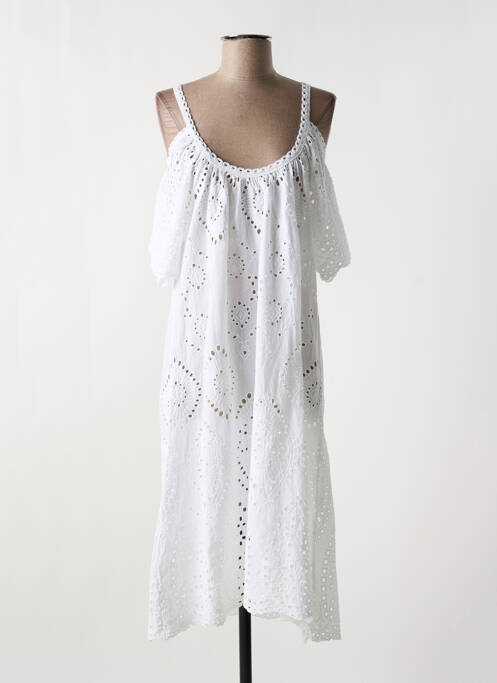 Robe mi-longue blanc MARIE LA LUNE pour femme