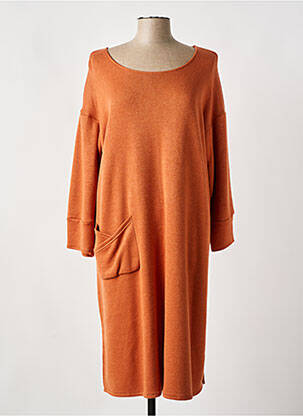 Robe pull stretch manches longues orange FRANCK ANNA femme