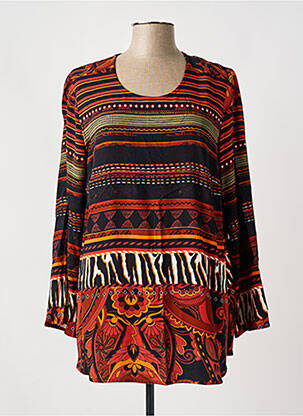 Blouse tissage popeline manches longues orange CHALOU femme