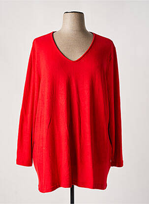 Pull coupe droite manches longues rouge SEE YOU femme