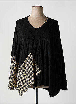 Pull col v manches longues noir FRANCK ANNA femme