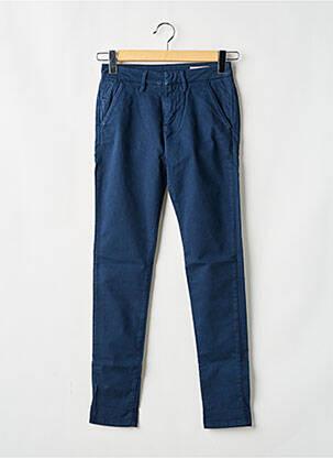 Pantalon chino tissage popeline taille normale bleu REIKO femme