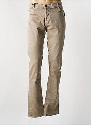 Jeans coupe slim fermeture boutonnée sur le devant taille normale marron DONOVAN homme