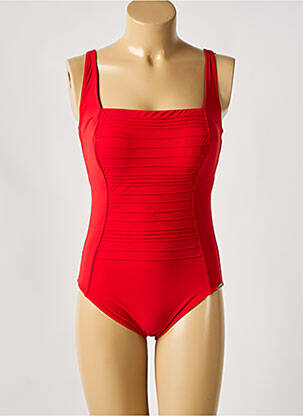 Maillot de bain 1 pièce effet matière satinée haut soutien-gorge moulé rouge SUNFLAIR femme