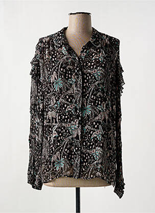 Chemisier imprimé fleurs manches longues noir BERENICE femme