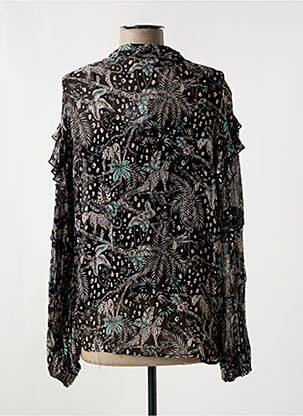Chemisier imprimé fleurs manches longues noir BERENICE femme